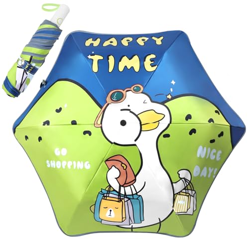 HOTUT Regenschirm Kinder, 6 Rippen Automatik Kinderschirm mit Reflektoren, Faltbar Niedlichem Muster Regenschirm, Leichter Taschenschirm, sonnenschirm tragbar für Jungen Mädchen - Abgerundete Ecken von HOTUT