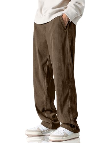 HOTake Lässige Cordhose für Herren, elastische Taille, Kordelzug, lockere Passform, Dunkelbraun, X-Groß HOTake Lässige Cordhose für Herren, elastische Taille, Kordelzug, lockere Passform, Dunkelbraun, X-Groß von HOTake