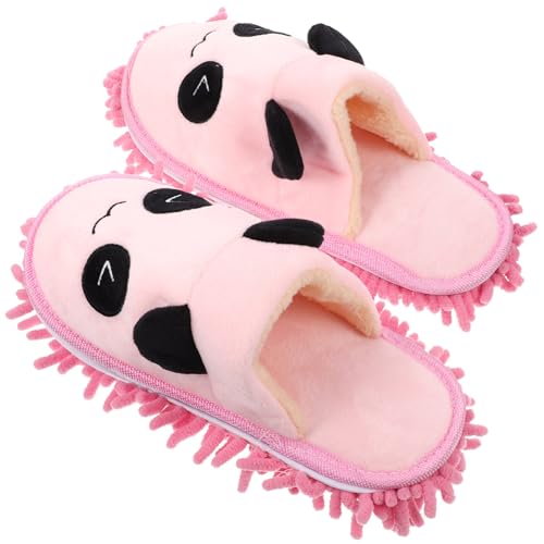 HOUDERCO 1Paar Mop Hausschuhe für Bodenreinigung Cartoon Pantoffeln Waschbar Rutschfest für Erwachsene für Haus und Büro Panda Design HOUDERCO 1Paar Mop Hausschuhe für Bodenreinigung Cartoon Pantoffeln Waschbar Rutschfest für Erwachsene für Haus und Büro Panda Design von HOUDERCO