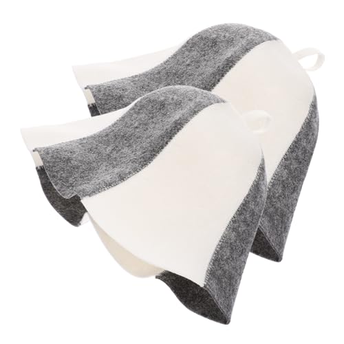 HOUDERCO 2 Stück Filz Sauna Hut Wiederverwendbare Saunakappen aus Hochwertigem Filz Atmungsaktiv und Hitzeschützend mit Praktischem Aufhängehaken für Damen und Herren Beim Saunieren zu von HOUDERCO