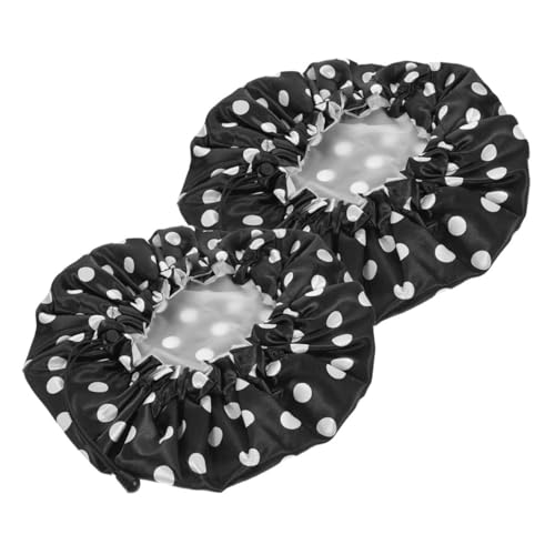 HOUDERCO 2stücke Duschhaube Für Damen Wiederverwendbar Satin Kopfschutz Haarabdeckung Für Bad Sauna Dusche Mit Elastischen Rändern Für Trockene Haare Während Waschens von HOUDERCO