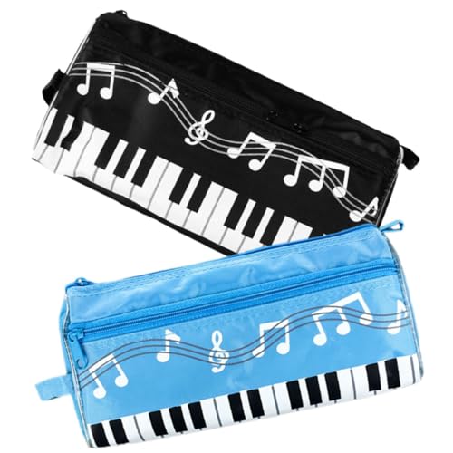 HOUDERCO 2stücke Klaviermuster Stiftetasche Mit Musiknoten Design Bleistift-aufbewahrungstasche Für Studenten Und Schreibwaren Robust Und Praktisch Leicht Zu Öffnen Und Schließen von HOUDERCO