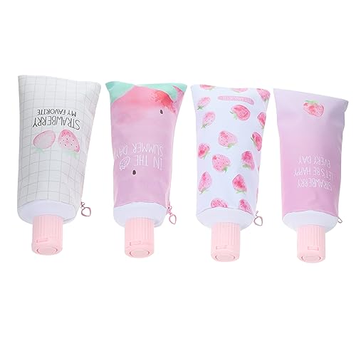 HOUDERCO 4Stücke Ästhetisches Federmäppchen Teiliges Tragbares Stiftetui Zahnpasta Form für Große Kapazität für Schule und Make Up Pinsel Süßes Design von HOUDERCO