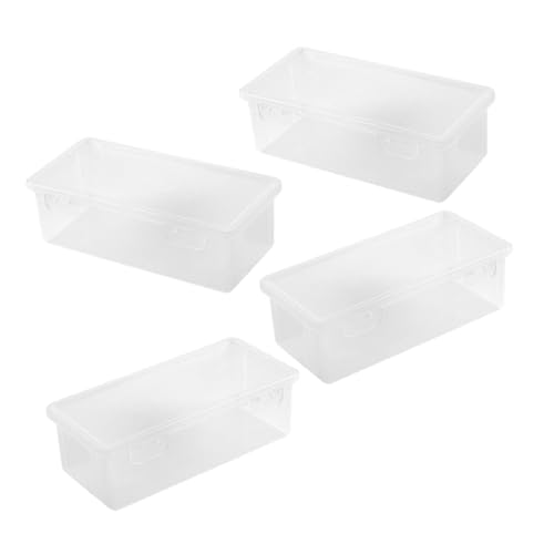 HOUDERCO 4Stücke Durchsichtige Stiftebox mit Schnappverschluss Stapelbares Schreibwarenetui Großer Bleistifthalter für Bürobedarf und Kunstutensilien Platzsparendes Design von HOUDERCO