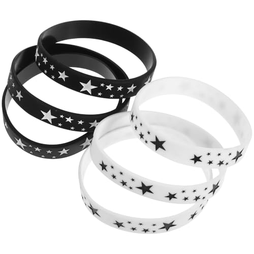 HOUDERCO 6 Stück Elastische Silikonarmbänder mit Sternen Muster Diy Armbänder für Partys Festivals und Veranstaltungen Bequem und Stylisch von HOUDERCO