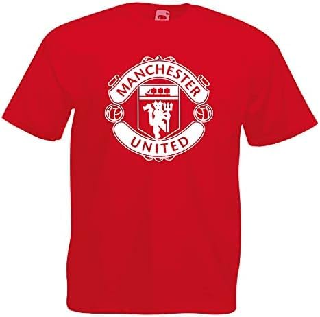 HOUKEEYUE Herren Fußballfans T-Shirt Rot XL Klassisch Casual Kurzarm Crew-Ausschnitt Pull-On Reguläre Passform Large von HOUKEEYUE