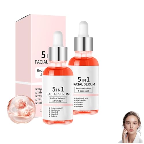 Herbionyx Lumivelle Anti-Falten-Serum, 5 in 1 Anti-Aging-Gesichtserum, fest und praller Gesichtserum 30 ml, Feuchtigkeitsfeuchtigkeitsdauer und Reduzierung der feinen Linien für Frauen (2PCS) von HOUKUNKA