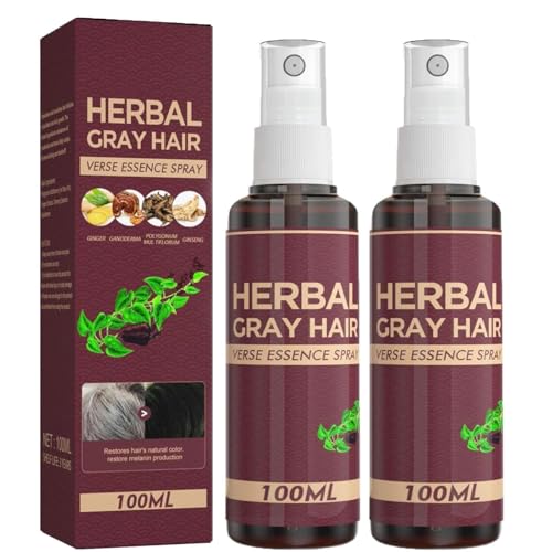 Kräutergraues Haarspray, graues Haar umgekehrt Kräuter-Essenz-Spray, Haarverdunkelungskonditionierer, natürliche Haarfarbrestauration, natürliche Kräuter-Essenz-Conditioner, Herbals SP-Ray (2pcs) von HOUKUNKA