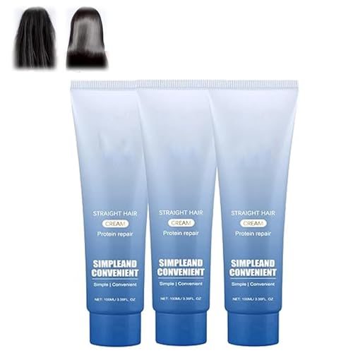 Proteinkorrektur Haarglättercreme, 2 in 1 Seiden- und Gloss Protein Korrektur Haarcreme, nahrhafte und schnelle Glättung, für kraume trockene Haare sowie für Männer und Frauen (3pcs) von HOUKUNKA