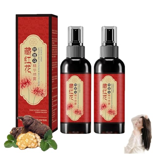 Safran-Haar-Schwärzungsspray, Kräuter-Haar-Safran-Essenz-Spray 100 ml, Serum gegen graues Haar, stärkt die Haarwurzeln, macht das Haar glänzend und geschmeidig (2PCS) von HOUKUNKA
