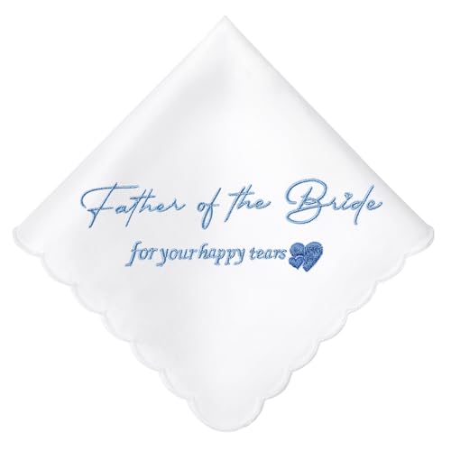 HOULIFE Besticktes Hochzeitstaschentuch weiße Baumwolltaschentücher etwas Blaues Taschentuch für Braut Bräutigam Mutter Vater Hochzeitstagsgeschenk von HOULIFE