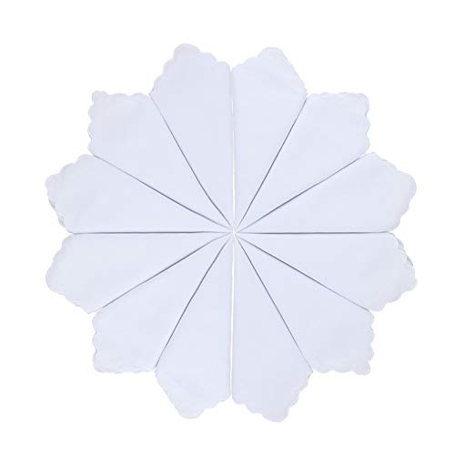 HOULIFE Damen Klein Weiß Taschentücher aus Reiner Baumwolle Stofftaschentücher für Alltagsgebrauch&Hochzeit 6/12 Stücke 28x28cm Weihnachtsgeschenke von HOULIFE