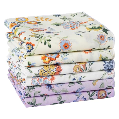HOULIFE Damen Taschentücher mit Blumendruck - Vintage 60er Jahre Weiche Baumwolle, Buntes Blumen-Design, 35 cm x 35 cm (6 Stück) von HOULIFE