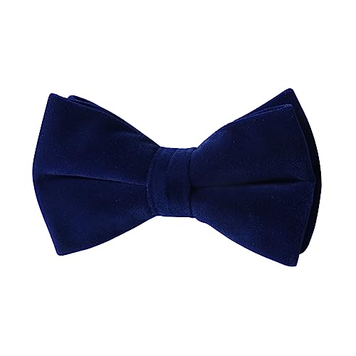 HOULIFE Fliege Herren - Verstellbare Fliege aus Samt Vorgebunden Fliege, einfarbige Fliegen mit Schmetterlingen für Bräutigam Hochzeit formal mit Geschenkbox (Doppelschicht, Navy blau) von HOULIFE