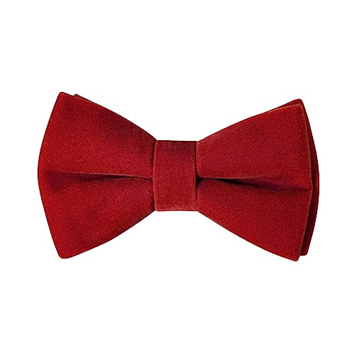 HOULIFE Fliege Herren - Verstellbare Fliege aus Samt Vorgebunden Fliege, einfarbige Fliegen mit Schmetterlingen für Bräutigam Hochzeit formal mit Geschenkbox (Doppelschicht, Rot) von HOULIFE