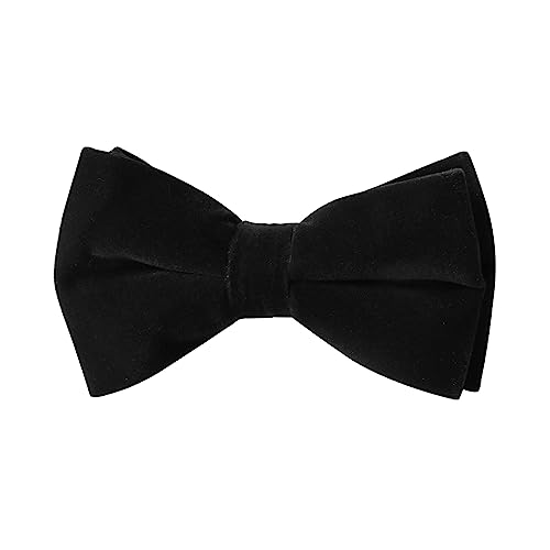 HOULIFE Fliege Herren - Verstellbare Fliege aus Samt Vorgebunden Fliege, einfarbige Fliegen mit Schmetterlingen für Bräutigam Hochzeit formal mit Geschenkbox (Doppelschicht, Schwarz) von HOULIFE