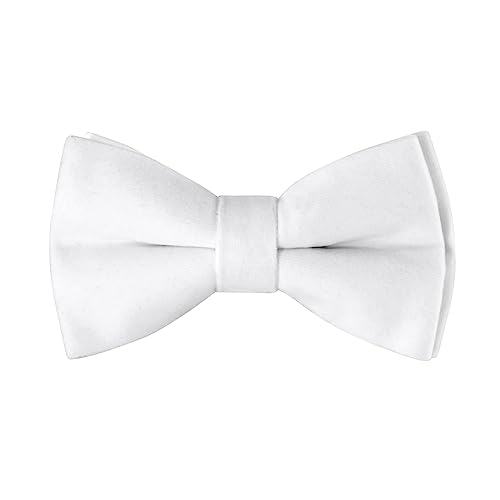 HOULIFE Fliege Herren - Verstellbare Fliege aus Samt Vorgebunden Fliege, einfarbige Fliegen mit Schmetterlingen für Bräutigam Hochzeit formal mit Geschenkbox (Doppelschicht, Weiß) von HOULIFE