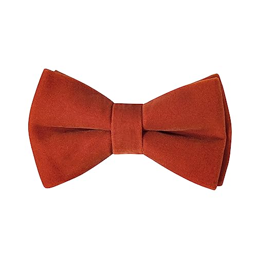 HOULIFE Fliege Herren - Verstellbare Fliege aus Samt Vorgebunden Fliege, einfarbige Fliegen mit Schmetterlingen für Bräutigam Hochzeit formal mit Geschenkbox (Doppelschicht, Ziegelrot) von HOULIFE