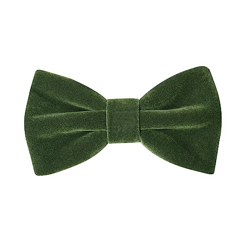 HOULIFE Fliege Herren - Verstellbare Fliege aus Samt Vorgebunden Fliege, einfarbige Fliegen mit Schmetterlingen für Bräutigam Hochzeit formal mit Geschenkbox (Olivgrün) von HOULIFE