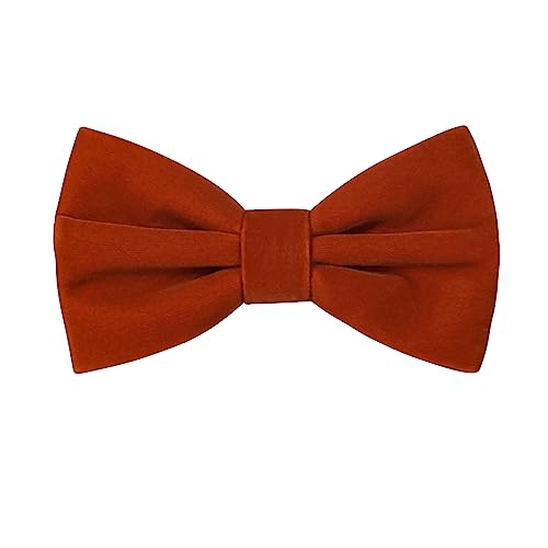 HOULIFE Fliege Herren - Verstellbare Fliege aus Samt Vorgebunden Fliege, einfarbige Fliegen mit Schmetterlingen für Bräutigam Hochzeit formal mit Geschenkbox (Ziegelrot) von HOULIFE