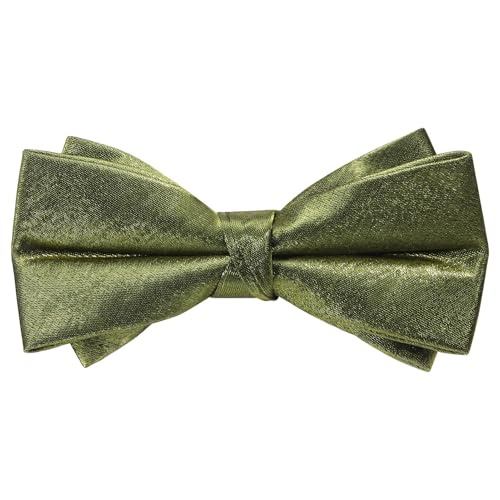 HOULIFE Herren Fliege verstellbar vorgebundene Satin-Polyester-Fliege einfarbig Schmetterlingsfliege für Party Hochzeit Bankett, Armeegrün von HOULIFE