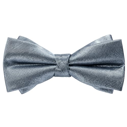 HOULIFE Fliege für Herren verstellbar vorgebundene Fliege Satin-Polyester-Fliege einfarbig Schmetterlingsfliege für Party Hochzeit Bankett, Grau von HOULIFE