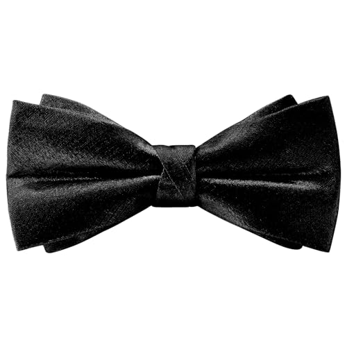 HOULIFE Fliege für Herren verstellbar vorgebundene Fliege Satin-Polyester-Fliege einfarbig Schmetterlingsfliege für Party Hochzeit Bankett, Schwarz von HOULIFE