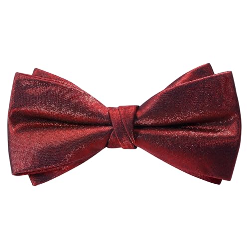 HOULIFE Herren Fliege verstellbar vorgebundene Satin-Polyester-Fliege einfarbig Schmetterlingsfliege für Party Hochzeit Bankett, Weinrot von HOULIFE