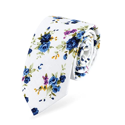 HOULIFE Floral Krawatten für Männer - Skinny Herren Krawatte, Herren Baumwolle Krawatte, Slim Herren Krawatte für Hochzeit Party Casual Daily Use, Weiße und blaue Blume, / HOULIFE Floral Krawatten für Männer - Skinny Herren Krawatte, Herren Baumwolle Krawatte, Slim Herren Krawatte für Hochzeit Party Casual Daily Use, Weiße und blaue Blume, / von HOULIFE