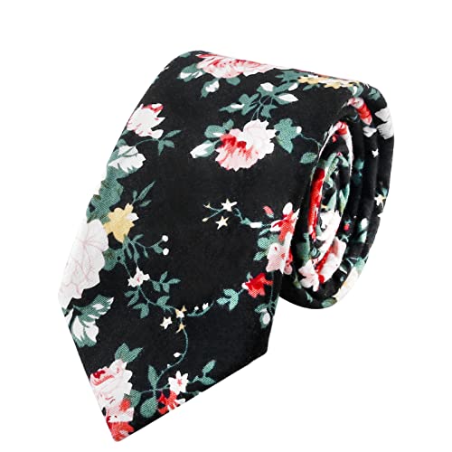HOULIFE Herren Blumen Krawatten - Dünne Herrenkrawatte, Skinny Herren Krawatte Schmale Krawatte 6cm, Baumwoll Krawatten für den Täglichen Gebrauch In der Hochzeit, Party, 1/2 Stücke von HOULIFE