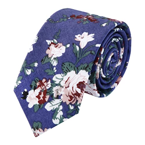 HOULIFE Herren Blumen Krawatten - Dünne Herrenkrawatte, Skinny Herren Krawatte Schmale Krawatte 6cm, Baumwoll Krawatten für den Täglichen Gebrauch In der Hochzeit, Party (Violett, 1Stk) von HOULIFE