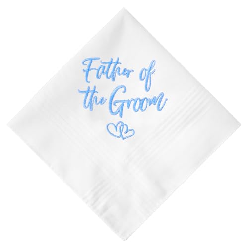 HOULIFE Hochzeits Taschentuch Geschenke für die Mutter der Braut weiße bestickte Taschentücher aus Baumwolle etwas Blaues Taschentücher für Braut Bräutigam Mutter Vater von HOULIFE