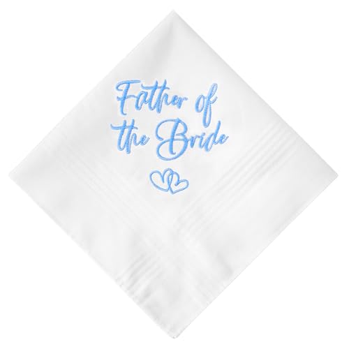 HOULIFE Hochzeits Taschentuch Geschenke für die Mutter der Braut weiße bestickte Taschentücher aus Baumwolle etwas Blaues Taschentücher für Braut Bräutigam Mutter Vater von HOULIFE