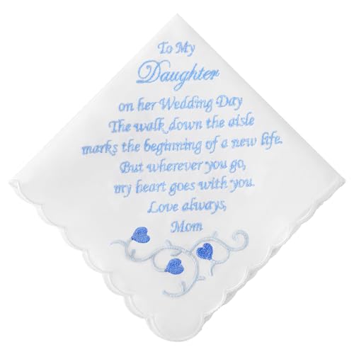 HOULIFE Hochzeits Taschentücher bestickte weiße Taschentücher 60er Jahre Baumwolltaschentuch etwas Blaues für Braut und Bräutigam am Hochzeitstag von HOULIFE