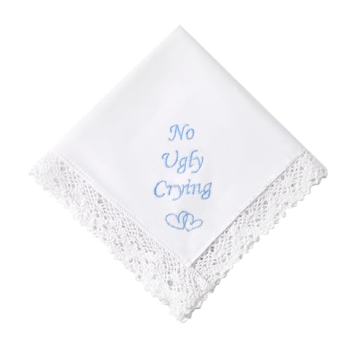 HOULIFE Hochzeitstaschentuch aus bestickter Spitze 60s Baumwolle weiße Taschentücher personalisiertes Stickerei-Taschentuch für Braut Bräutigam Hochzeitstag Geschenk 32 x 32 cm, 6 Stück von HOULIFE