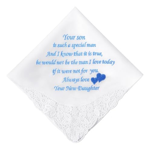 HOULIFE Hochzeitstaschentuch aus bestickter Spitze 60s Baumwolle weiße Taschentücher personalisiertes Stickerei-Taschentuch für Braut Bräutigam Hochzeitstag Geschenk 32 x 32 cm von HOULIFE