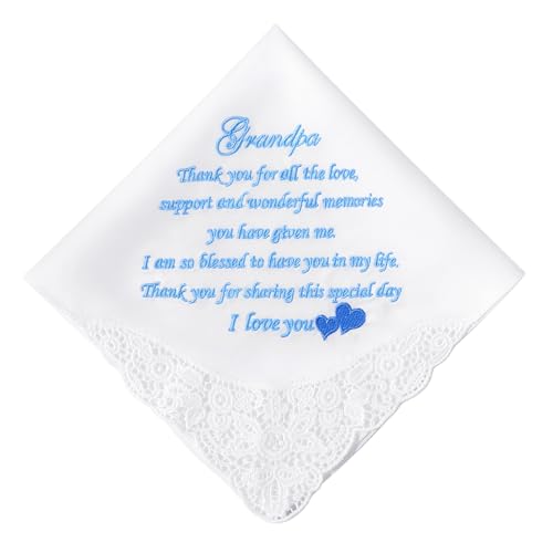 HOULIFE Hochzeitstaschentuch aus bestickter Spitze 60s Baumwolle weiße Taschentücher personalisiertes Stickerei-Taschentuch für Braut Bräutigam Hochzeitstag Geschenk 32 x 32 cm von HOULIFE