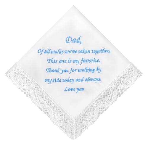 HOULIFE Hochzeitstaschentuch aus bestickter Spitze 60s Baumwolle weiße Taschentücher personalisiertes Stickerei-Taschentuch für Braut Bräutigam Hochzeitstag Geschenk 32 x 32 cm von HOULIFE