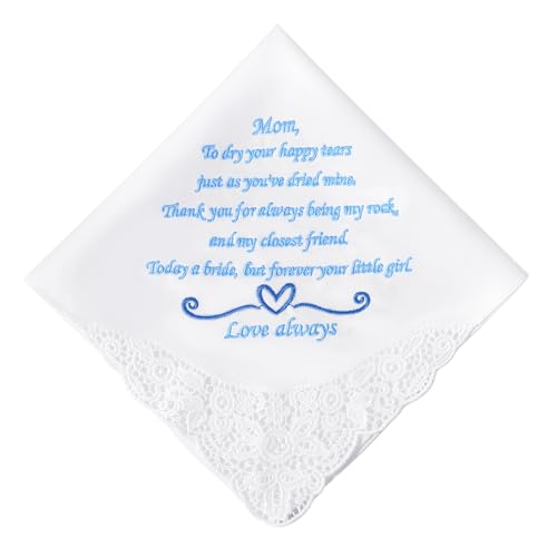 HOULIFE Hochzeitstaschentuch aus bestickter Spitze 60s Baumwolle weiße Taschentücher personalisiertes Stickerei-Taschentuch für Braut Bräutigam Hochzeitstag Geschenk 32 x 32 cm von HOULIFE