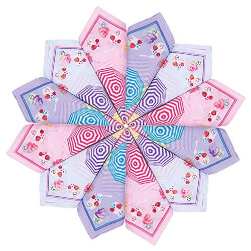 HOULIFE Niedliches Cartoon-Muster Taschentücher aus Reiner Gekämmte Baumwolle Stofftaschentücher für Mädchen Jungen Kinder Studenten Alltagsgebrauch 6/12 Stücke 33x33cm von HOULIFE