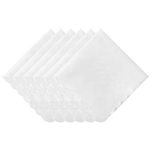 HOULIFE Reinweiße Taschentücher aus weicher Baumwolle für Damen Taschentuch mit gewelltem Rand Damen-Taschentuch für Hochzeitsfeiern von HOULIFE