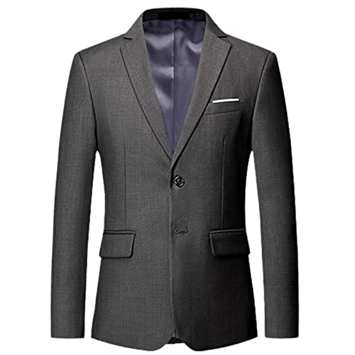 HOURVNEI Herren-Blazer in großer Größe, schmal, einfarbig, modisch, für Business, Bankett, Hochzeitskleid, grau, XXXXXXL von HOURVNEI