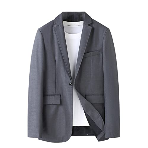 HOURVNEI Herren Business Casual Blazer Übergröße Einfarbig Anzug Jacke Kleid Arbeitskleidung Oversize Mäntel Männer Schwarz Grau, grau, XXXXXL von HOURVNEI