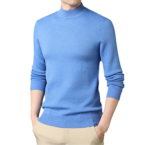 HOURVNEI Herren Halber Rollkragen Wollpullover Herbst und Winter Mode Casual Warm Pullover Männliche Kleidung, himmelblau, Large von HOURVNEI