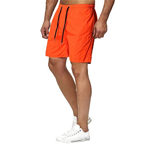 HOURVNEI Herren-Jogging-Shorts, schnelltrocknend, für Herren, Sommer-Sporthose, leicht, atmungsaktiv, Laufshorts, Orange, XL von HOURVNEI