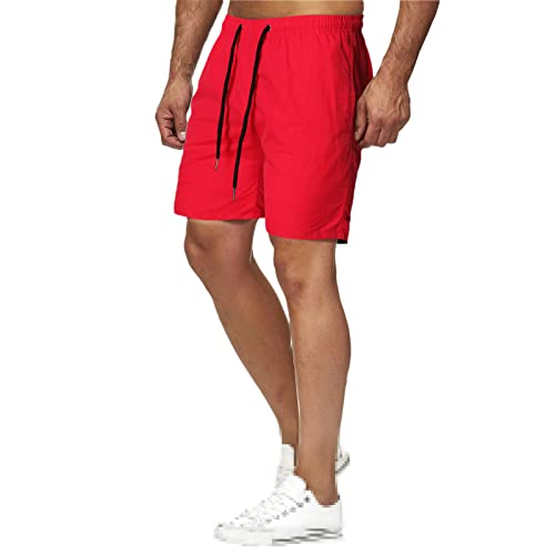 HOURVNEI Herren-Jogging-Shorts, schnelltrocknend, für Herren, Sommer-Sporthose, leicht, atmungsaktiv, Laufshorts, rot, XL von HOURVNEI