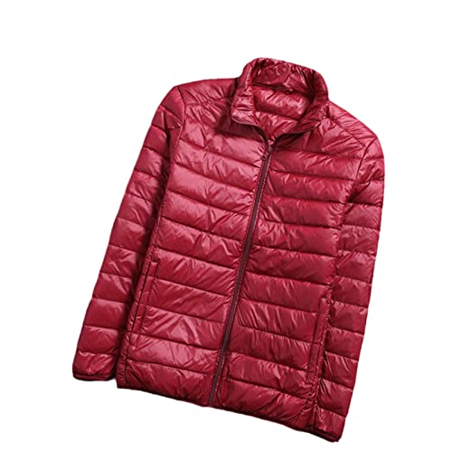 Herbst Winter Leichte Daunenjacke Herren Weiß Entendaunen Mantel Windbreaker Feder Jacke Mann Tragbar Warm Mantel, burgunderfarben, M von HOURVNEI