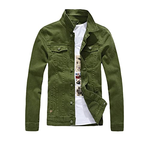 Herrenjacke koreanischer Stil Frühling und Herbst Jeansjacke Slim Langarm Casual Jeansjacke Einfarbig Junge Junge, grün, XXXXL Herrenjacke koreanischer Stil Frühling und Herbst Jeansjacke Slim Langarm Casual Jeansjacke Einfarbig Junge Junge, grün, XXXXL von HOURVNEI