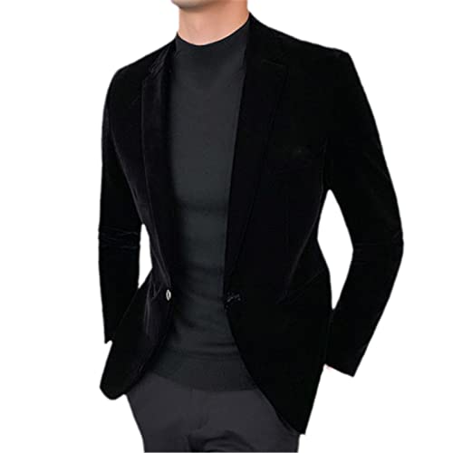 Samt Blazer Herren Mode Casual Blazer Männer Hochzeit Bräutigam Sänger Kostüm Slim Blazer Formal Abendkleid, Schwarz , XXXXL von HOURVNEI