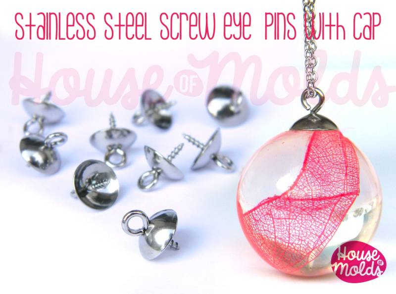 Edelstahl Schraubösepins Mit Kappe-8 X 10 Mm-Perfekt Für Erstellen Sie Ihre Anhänger Oder Ohrringe von HOUSEOFMOLDS